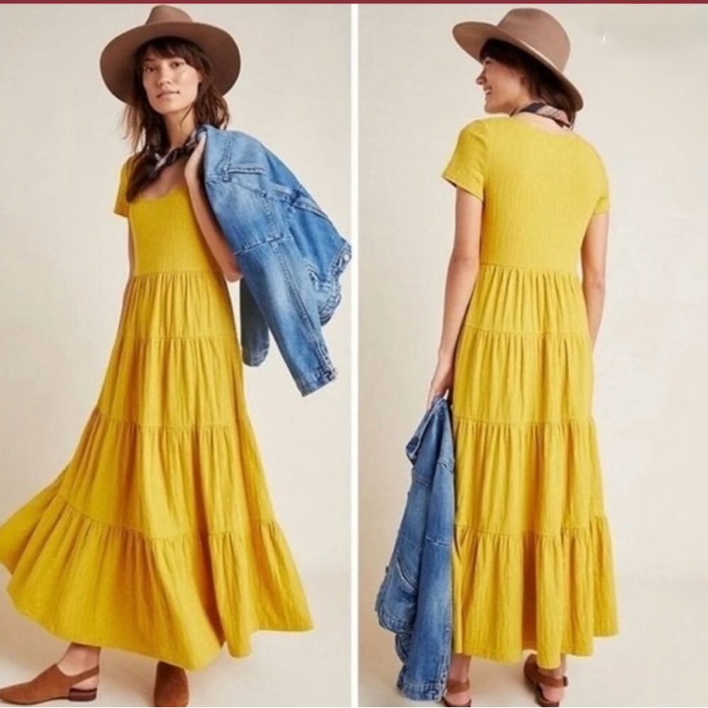 Anthropologie Mustard Maxi Dress